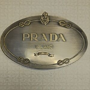 Prada Oval Milano Logo Plaque - Antique Gold